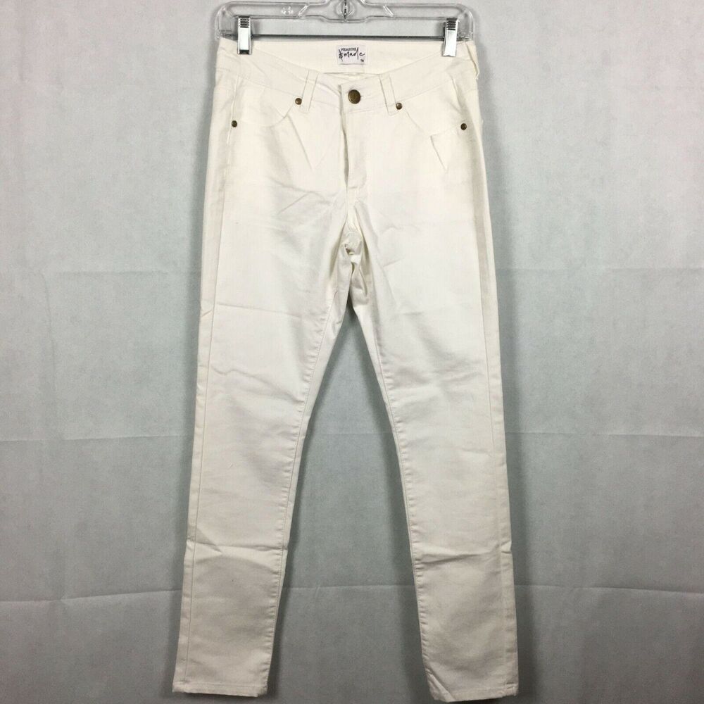 Measure &‎ Made Jeans Womens Sz 27 White Cotton Stretch Denim Skinny Pants